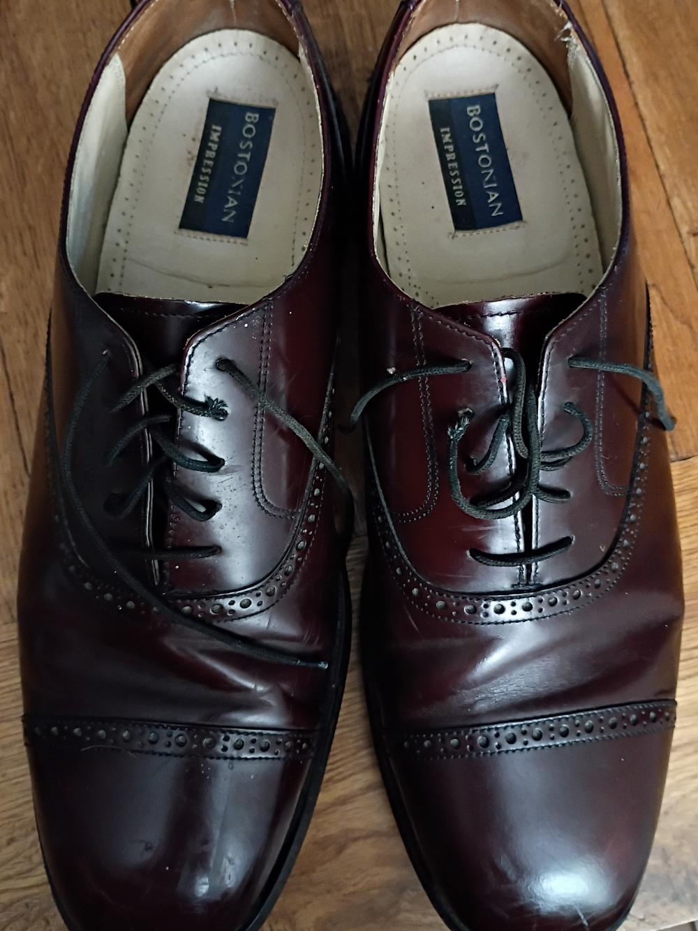 Bostonian Men's Dark Burgundy Leather Cap-Toe Derbys Size 11